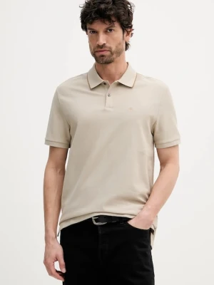Calvin Klein polo bawełniane męski kolor beżowy gładki LV04LC239G
