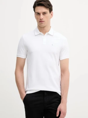 Calvin Klein polo bawełniane męski kolor biały gładki LV04LC239G