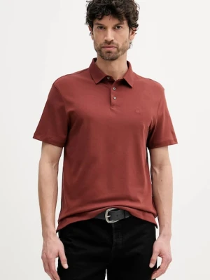Calvin Klein polo bawełniane męski kolor bordowy gładki LV04LB276G