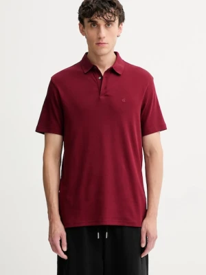 Calvin Klein polo bawełniane męski kolor bordowy gładki LV04LB276G