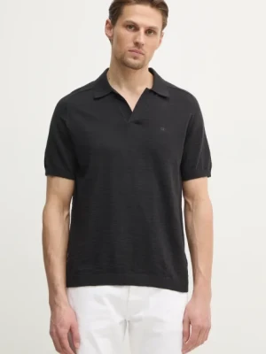 Calvin Klein polo bawełniane męski kolor czarny gładki K10K114087
