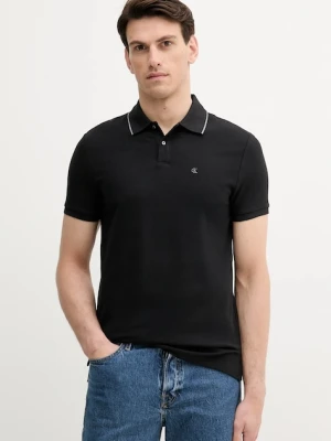 Calvin Klein polo bawełniane męski kolor czarny gładki LV04LC239G