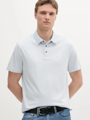 Calvin Klein polo bawełniane męski kolor niebieski gładki LV04LB276G
