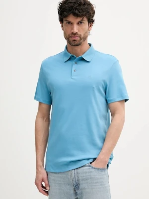 Calvin Klein polo bawełniane męski kolor niebieski gładki LV04LB276G