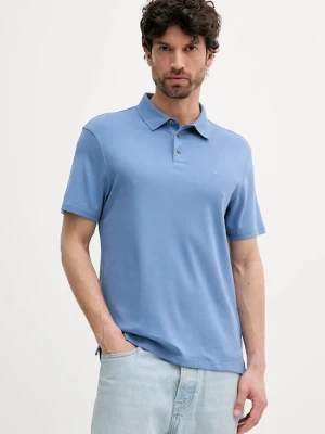Calvin Klein polo bawełniane męski kolor niebieski gładki LV04LB276G