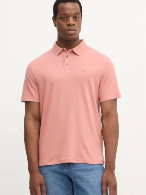 Calvin Klein polo bawełniane męski kolor pomarańczowy gładki LV04LB276G