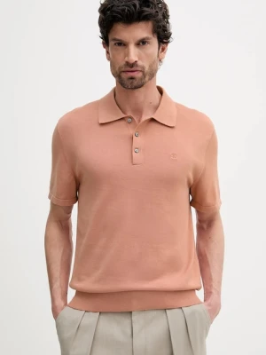 Calvin Klein polo bawełniane męski kolor pomarańczowy gładki LV04LC326G