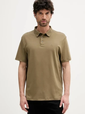Calvin Klein polo bawełniane męski kolor zielony gładki LV04LB276G