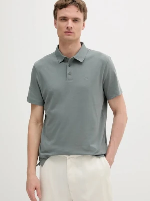 Calvin Klein polo bawełniane męski kolor zielony gładki LV04LB276G