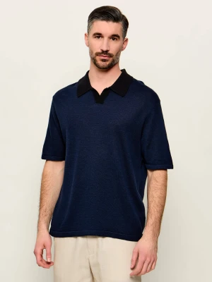 Calvin Klein Polo JOHNNY | Loose fit | z dodatkiem lnu granatowy