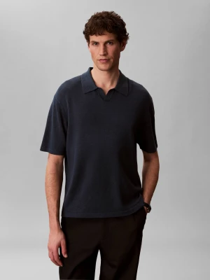 Calvin Klein Polo JOHNNY | Loose fit | z dodatkiem lnu granatowy