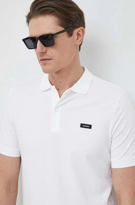 Calvin Klein polo męski kolor biały gładki