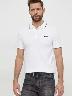 Calvin Klein polo męski kolor biały gładki