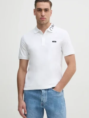 Calvin Klein polo męski kolor biały z aplikacją K10K114474