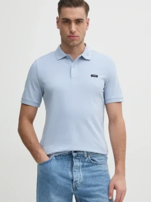 Calvin Klein polo męski kolor niebieski z aplikacją K10K114474