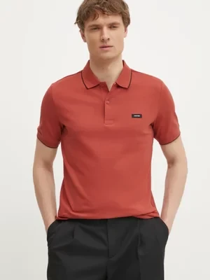 Calvin Klein polo męski kolor różowy gładki K10K112751