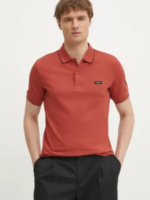 Calvin Klein polo męski kolor różowy gładki K10K112751