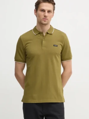 Calvin Klein polo męski kolor zielony gładki K10K112751