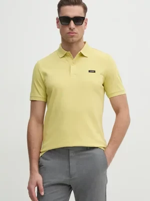 Calvin Klein polo męski kolor żółty gładki K10K111196