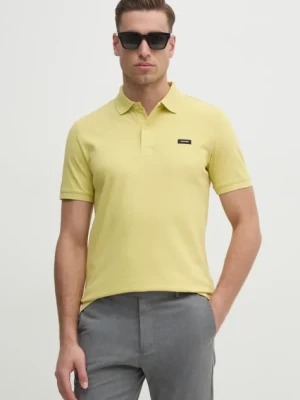 Calvin Klein polo męski kolor żółty gładki K10K111196