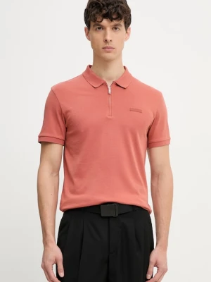 Calvin Klein polo męskie bawełniane brązowy