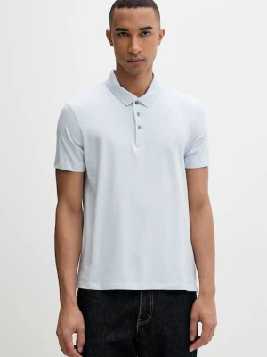 Calvin Klein polo męskie z bawełną niebieski