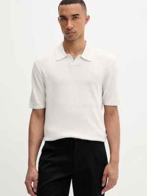 Calvin Klein polo swetrowe męskie z dodatkiem lnu beżowy