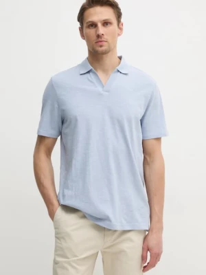 Calvin Klein polo z domieszką lnu niebieski