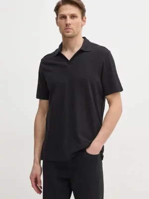 Calvin Klein polo z domieszką lnu kolor czarny gładki K10K114136