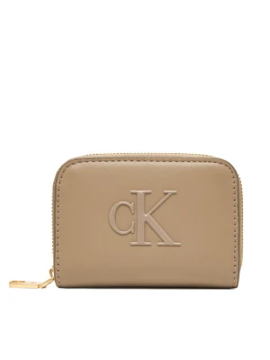 Calvin Klein Portfel Bold Ck Medium Zip Around LV04F1154G Beżowy