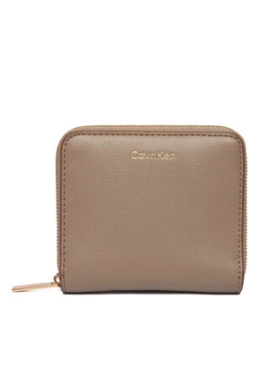Calvin Klein Portfel Foil Logo Medium Zip Around LV04F1120G Beżowy