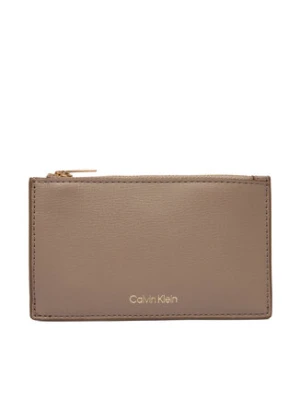 Calvin Klein Portfel Foil Logo Top Zip Cardcase LV04F1090G Beżowy