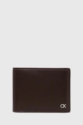 Calvin Klein portfel skórzany męski kolor brązowy