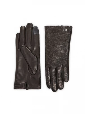 Calvin Klein Rękawiczki Damskie Re-Lock Emb/Deb Leather Gloves K60K611165 Czarny