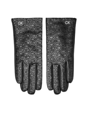 Calvin Klein Rękawiczki Damskie Re-Lock Emb/Deb Leather Gloves K60K611165 Czarny