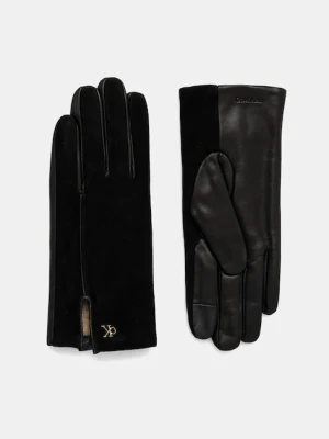 Calvin Klein rękawiczki skórzane damskie kolor czarny LV04F9006G