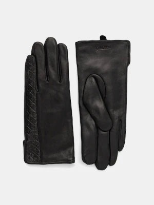 Calvin Klein rękawiczki skórzane damskie kolor czarny LV04F9008G
