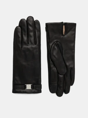 Calvin Klein rękawiczki skórzane damskie kolor czarny LV04F9012G