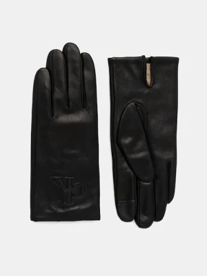 Calvin Klein rękawiczki skórzane damskie kolor czarny LV04F9013G