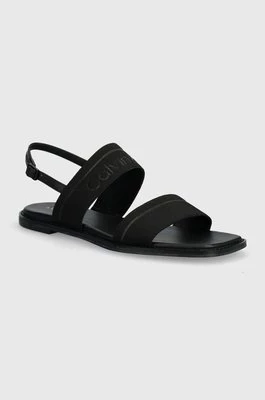 Calvin Klein sandały FLAT SANDAL HE damskie kolor czarny HW0HW01990