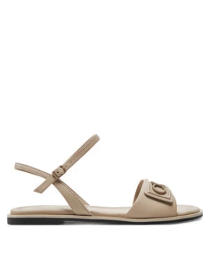 Calvin Klein Sandały Flat Sandal Relock Lth HW0HW01942 Écru