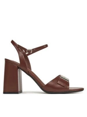 Calvin Klein Sandały Heel Sandal 85 W/Ck Hw - Lth HW0HW02485 Brązowy