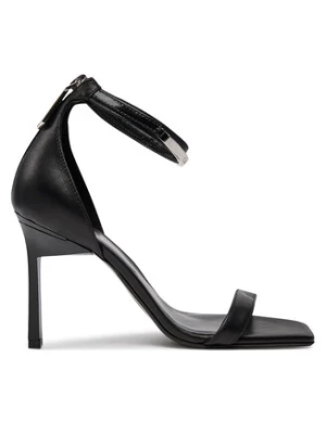 Calvin Klein Sandały Heel Sandal 90 Metal Bar Lth HW0HW01946 Czarny