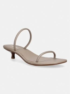Calvin Klein sandały na szpilce skórzane KITT HEEL SNDL DOUBLE STRAP LTH
