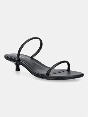 Calvin Klein sandały na szpilce skórzane KITT HEEL SNDL DOUBLE STRAP LTH