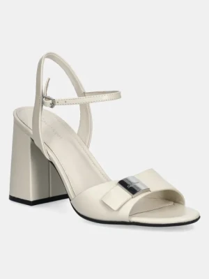Calvin Klein sandały nubukowe HEEL SANDAL 85 W/CK HW - LTH kolor beżowy HW0HW02485