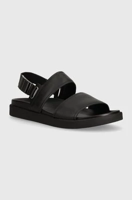 Calvin Klein sandały skórzane BACK STRAP W/ ICONIC PLAQUE męskie kolor czarny HM0HM01383