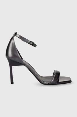 Calvin Klein sandały skórzane GEO STIL SQUARE SANDAL 90-PEARL kolor szary HW0HW01993
