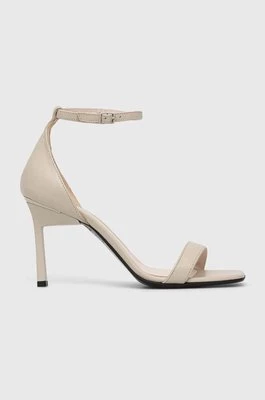 Calvin Klein sandały skórzane GEO STILETTO SANDAL kolor beżowy HW0HW01610