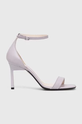 Calvin Klein sandały skórzane GEO STILETTO SANDAL kolor fioletowy HW0HW01610